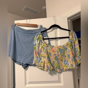 Brand new skort and crop top set